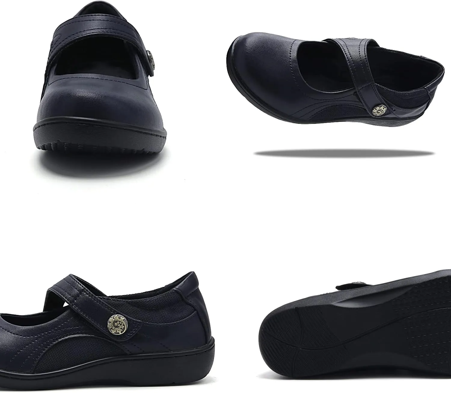 UZB Mary Jane Shoes Women Orthopedic Flats Comfortable Non Slip Work Shoes with Memory Foam