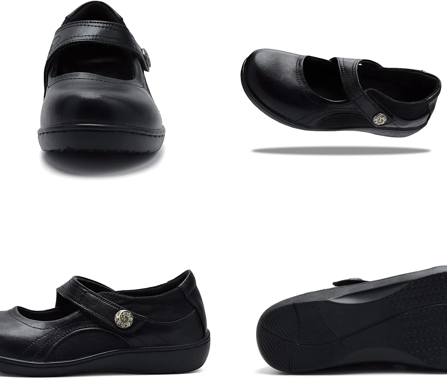 UZB Mary Jane Shoes Women Orthopedic Flats Comfortable Non Slip Work Shoes with Memory Foam