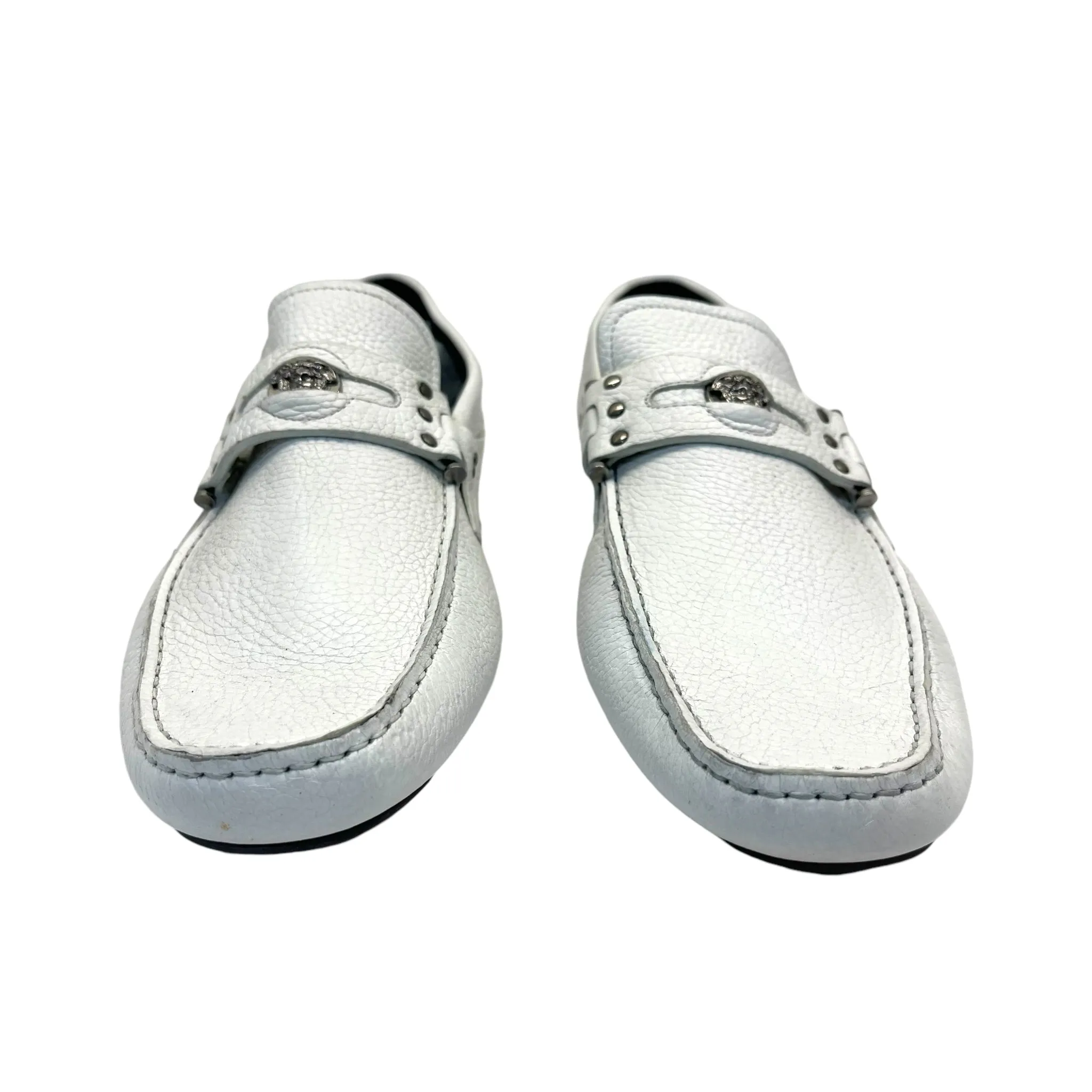 Versace White Leather Loafers