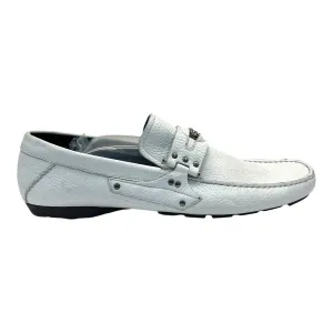 Versace White Leather Loafers