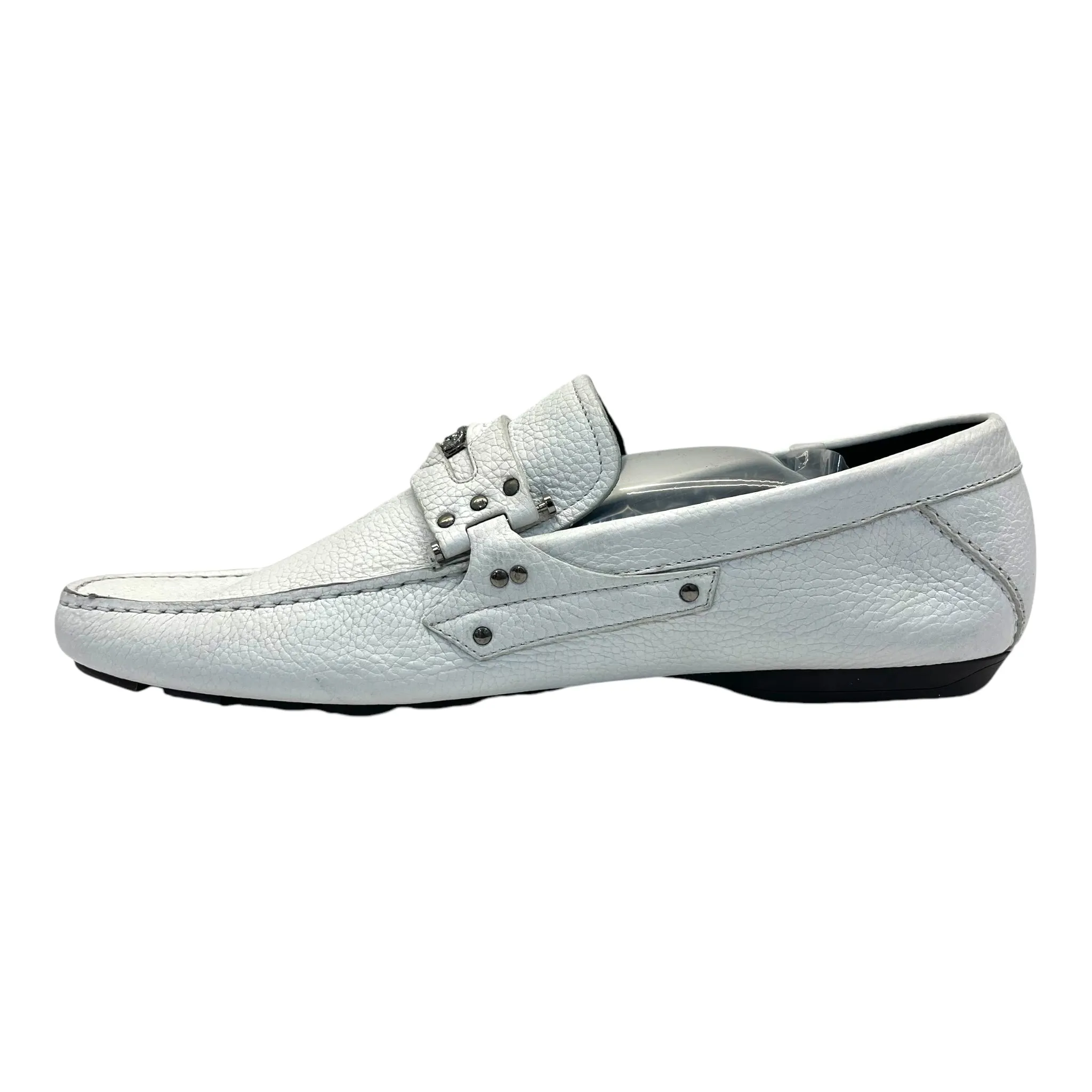 Versace White Leather Loafers