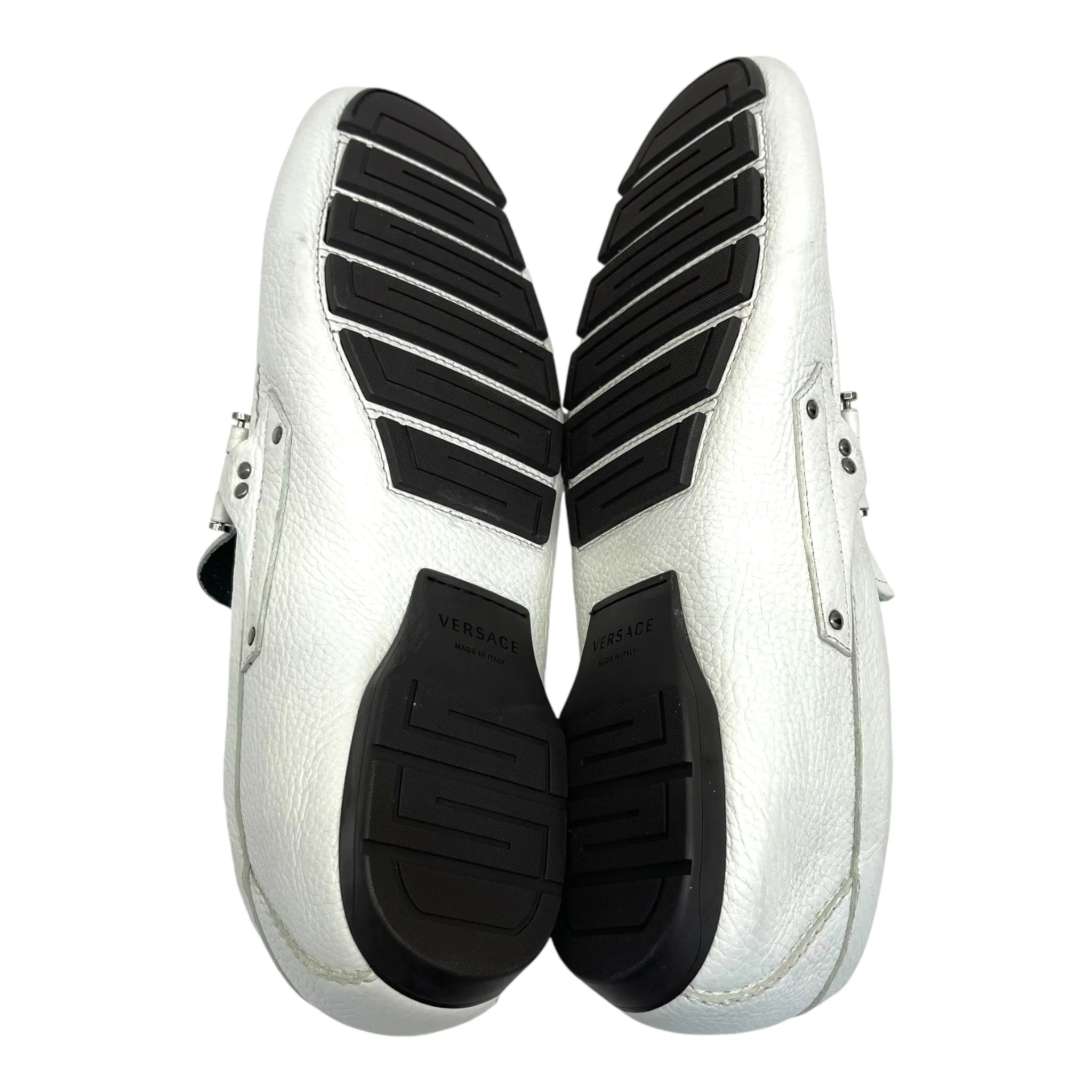 Versace White Leather Loafers