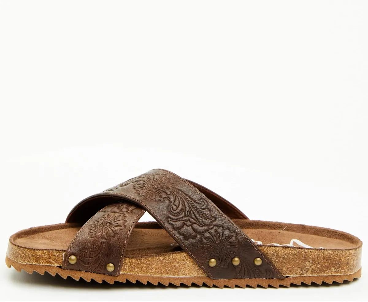Very G Womens Jaycee 2 Floral Embossed Fashion Slide Sandal