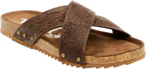 Very G Womens Jaycee 2 Floral Embossed Fashion Slide Sandal