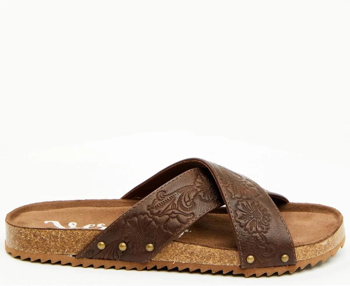 Very G Womens Jaycee 2 Floral Embossed Fashion Slide Sandal