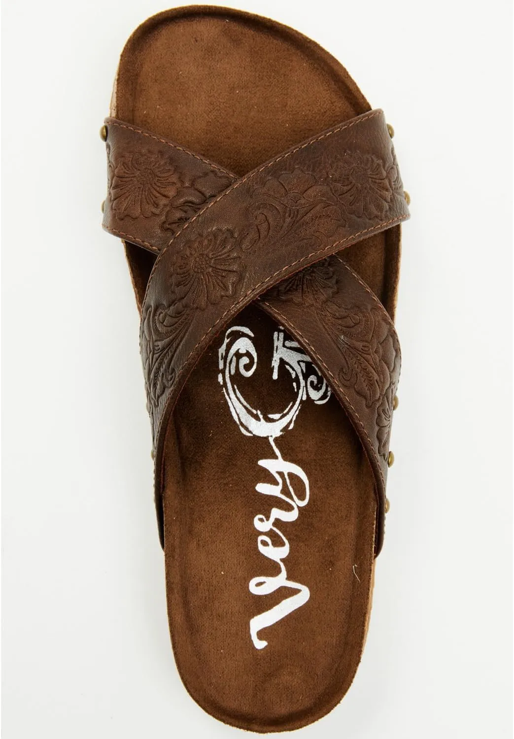 Very G Womens Jaycee 2 Floral Embossed Fashion Slide Sandal