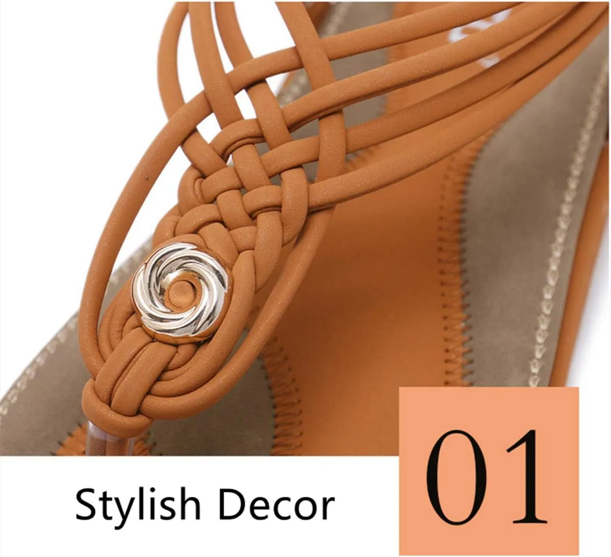 Veslexth Women's Casual Sandals Summer Bohemian Flat Ankle T-Strap Thong Elastic Strap Slippers Comfortable Home Weave Flip Flops