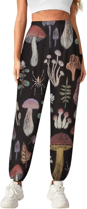 Vintage Mushroom Yoga Bloomers Womens Hippie Harem Pant Knickerbockers Elastic Gym Leggings Loose Casual Sweatpants