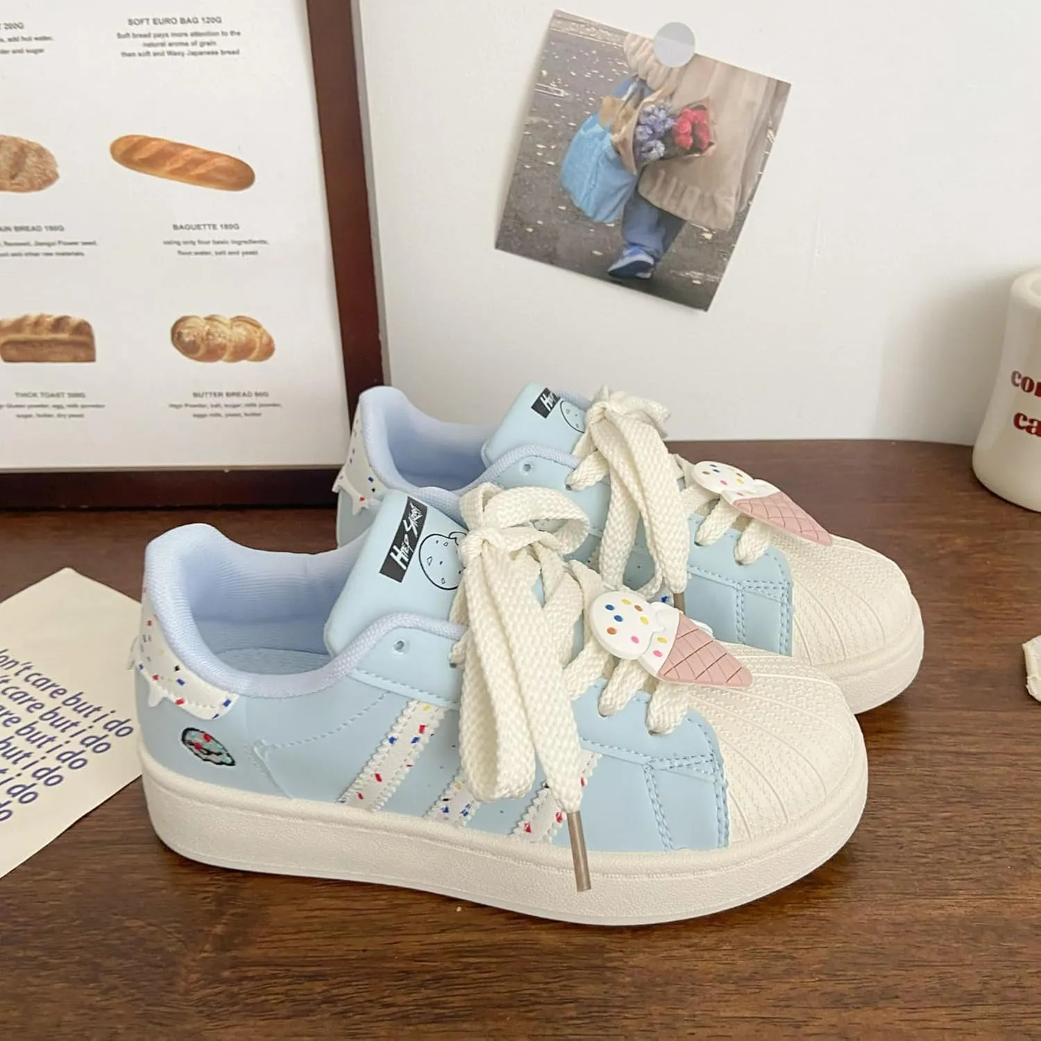 Walking Cute Sneakers for Women Shell Toe Lace Up Regular & Upgraded Versions Rubber Thick Sole Height Increase Walking Shoes