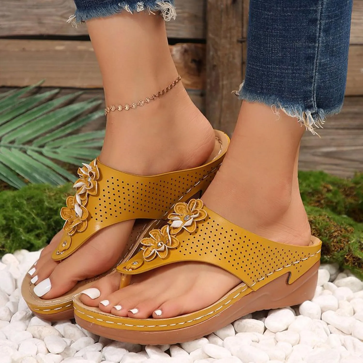 Walking Sandals for Women Platform Wedge Thong Flip Flops Comfortable Summer Walking Sandal Dressy Casual Slides Shoes