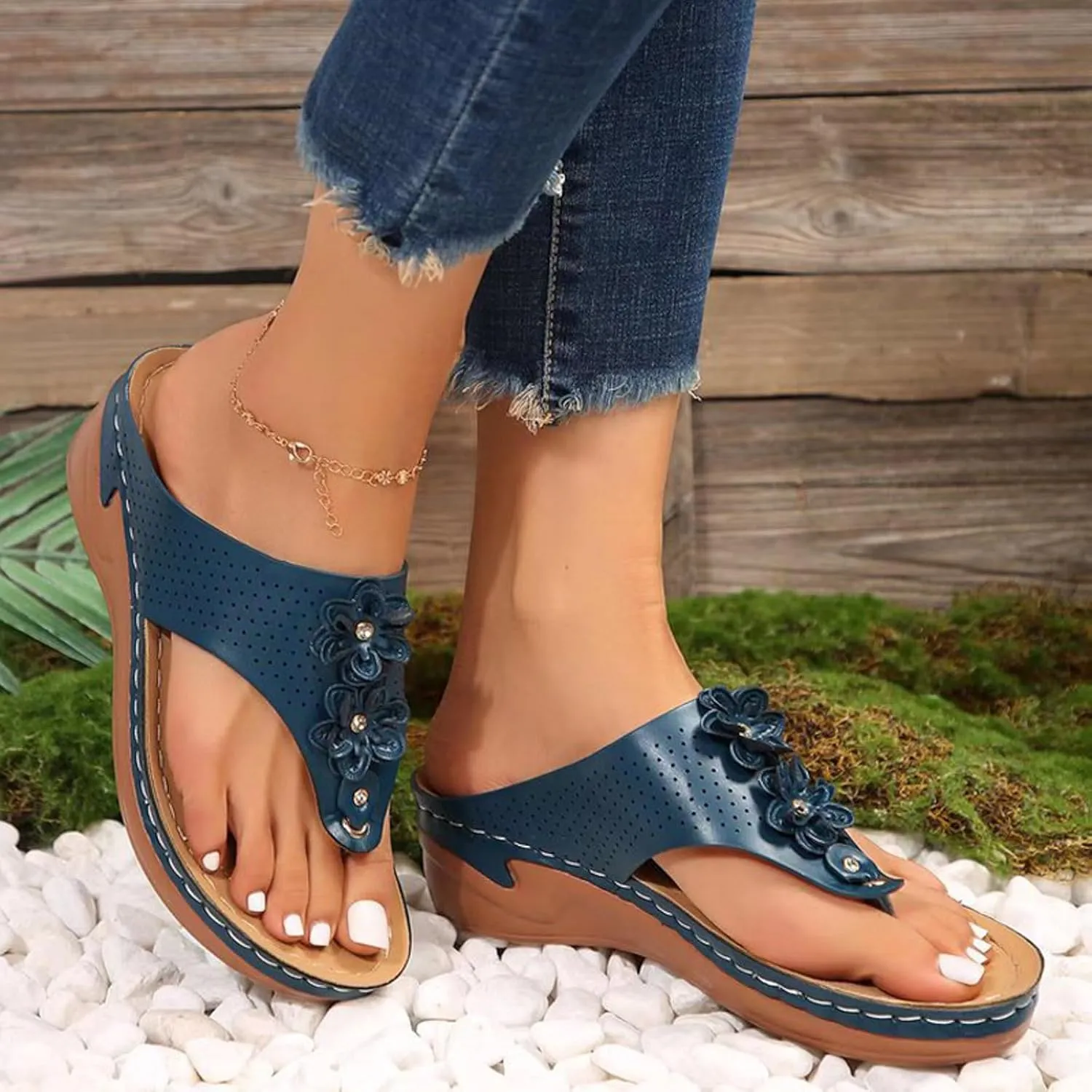 Walking Sandals for Women Platform Wedge Thong Flip Flops Comfortable Summer Walking Sandal Dressy Casual Slides Shoes