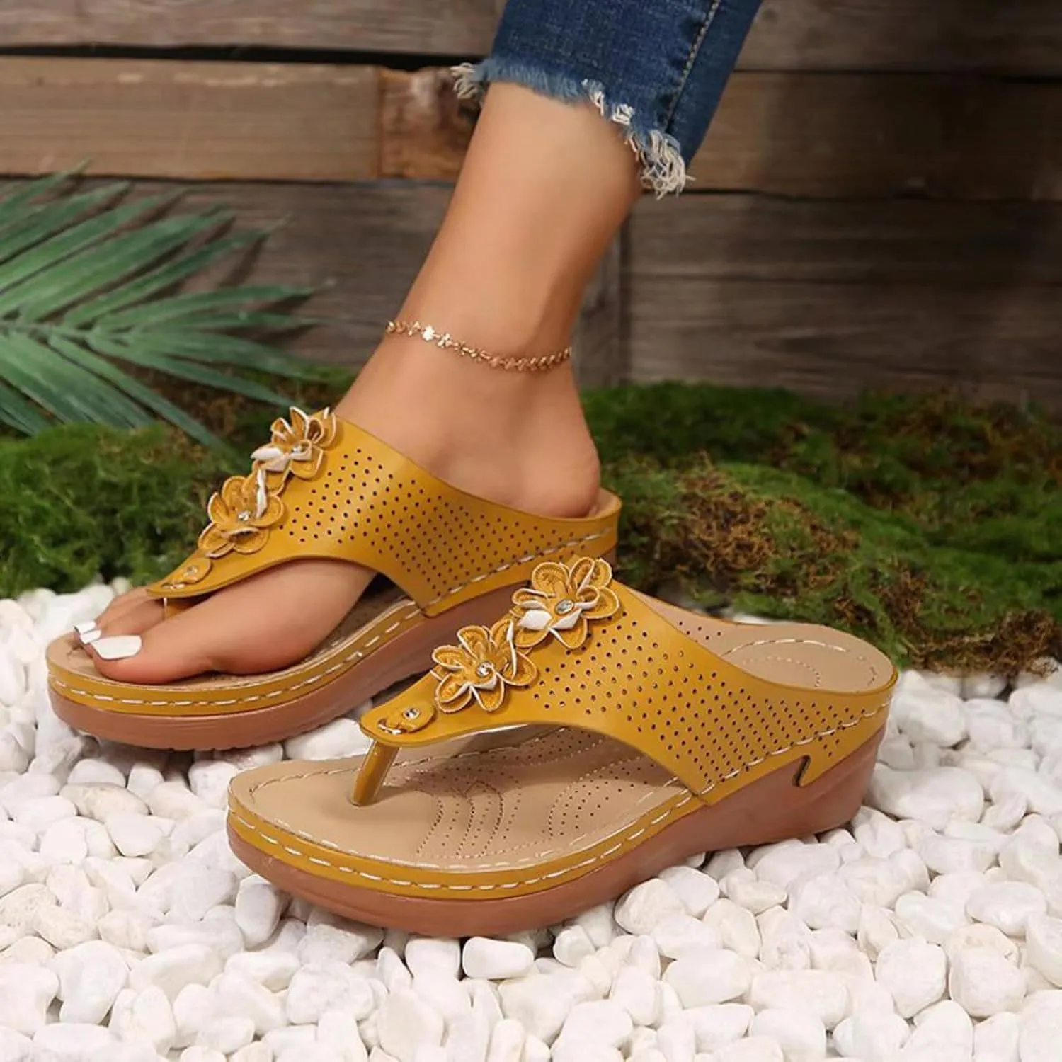 Walking Sandals for Women Platform Wedge Thong Flip Flops Comfortable Summer Walking Sandal Dressy Casual Slides Shoes