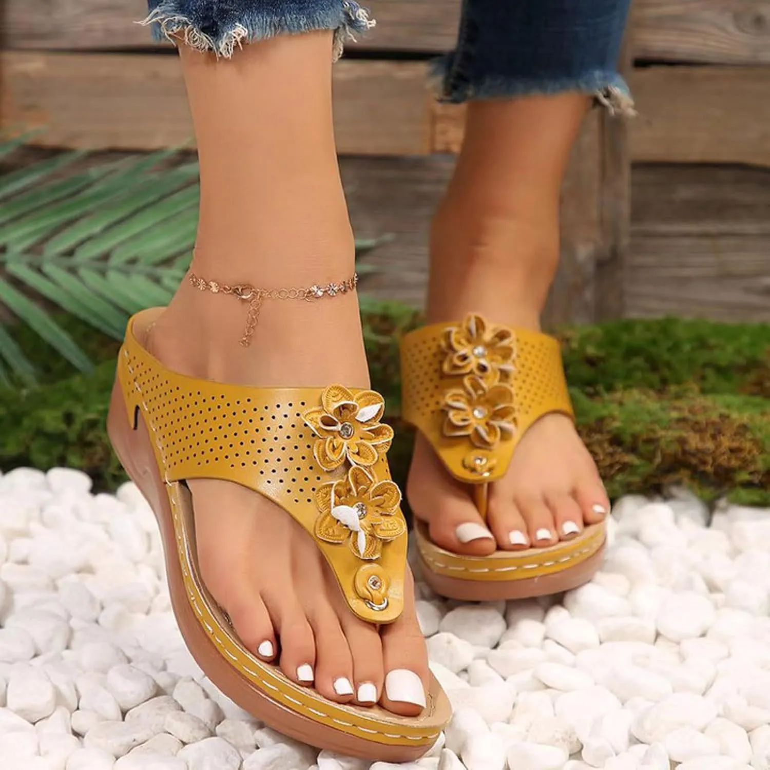 Walking Sandals for Women Platform Wedge Thong Flip Flops Comfortable Summer Walking Sandal Dressy Casual Slides Shoes