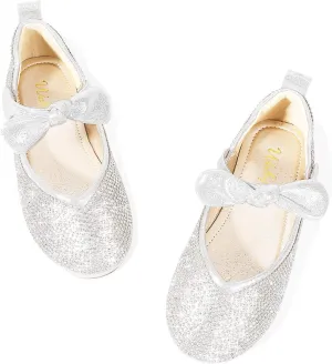 Walofou Flower Girls Wedding Party Princess Shoes Flats for Kid Toddler