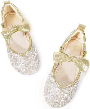Walofou Flower Girls Wedding Party Princess Shoes Flats for Kid Toddler