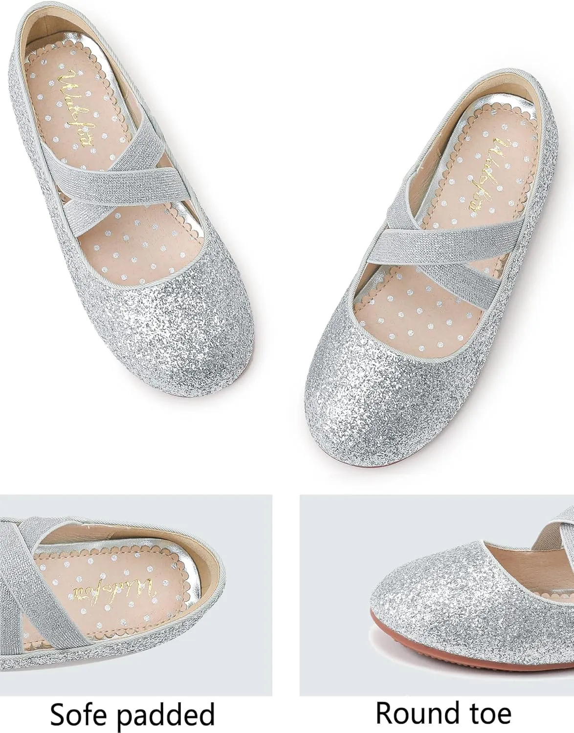 Walofou Flower Girls Wedding Party Princess Shoes Flats for Kid Toddler