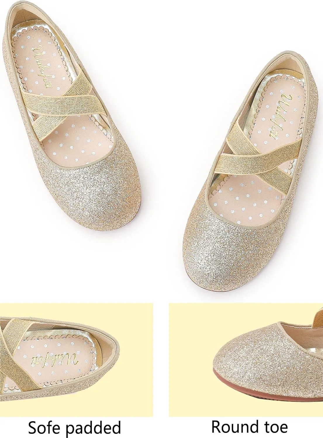 Walofou Flower Girls Wedding Party Princess Shoes Flats for Kid Toddler