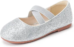 Walofou Flower Girls Wedding Party Princess Shoes Flats for Kid Toddler