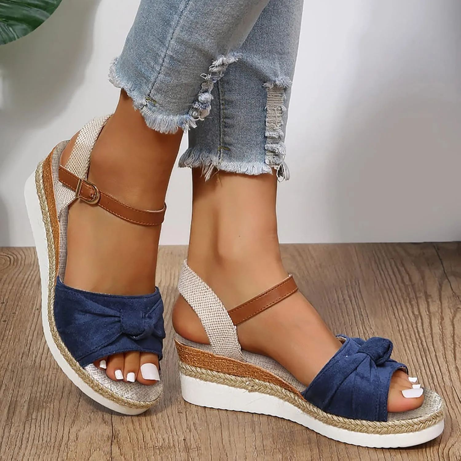 Wedge Sandals for Women Espadrille Womens Platform Sandal Open Toe Ankle Strap High Heel Wedges Summer Dress Shoes