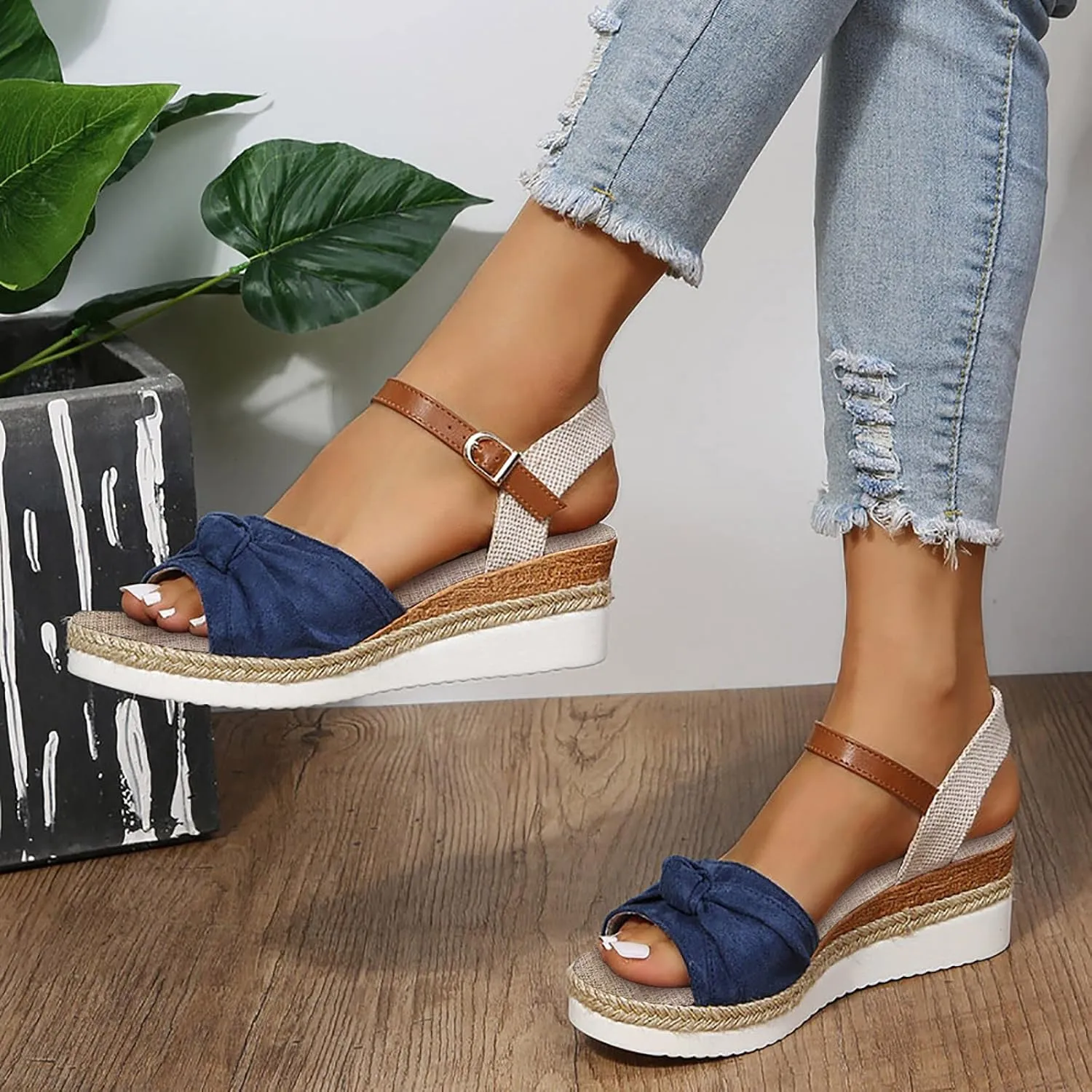 Wedge Sandals for Women Espadrille Womens Platform Sandal Open Toe Ankle Strap High Heel Wedges Summer Dress Shoes