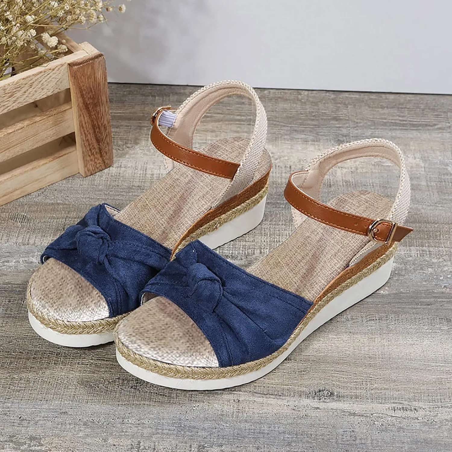Wedge Sandals for Women Espadrille Womens Platform Sandal Open Toe Ankle Strap High Heel Wedges Summer Dress Shoes
