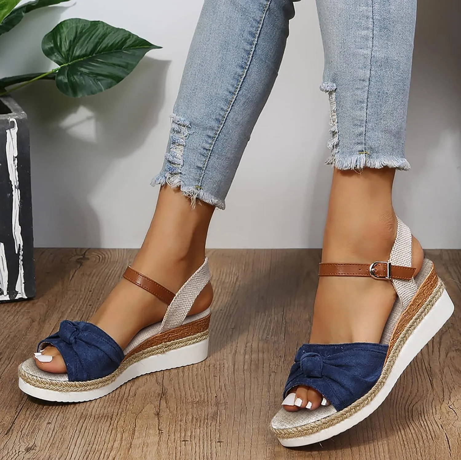 Wedge Sandals for Women Espadrille Womens Platform Sandal Open Toe Ankle Strap High Heel Wedges Summer Dress Shoes