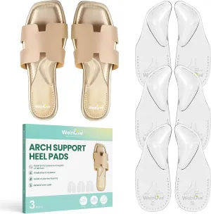 Welnove Arch Support Inserts for Plantar Fasciitis - Self Adhesive Gel Arch Supports for Flat Feet and Foot Pain Relief - Reusable Arch Cushions Pads for Sandals Slippers Flats for Women & Men,S