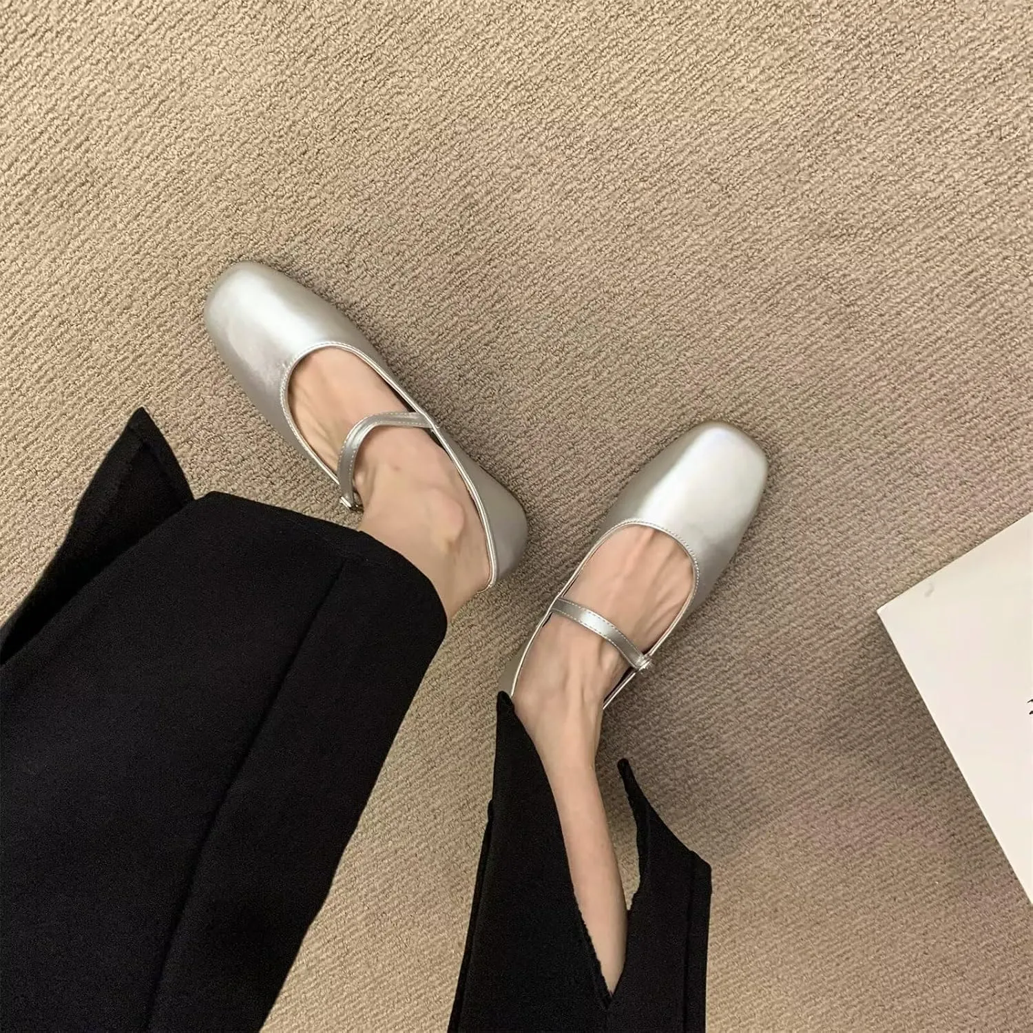 WENJIAZHIZHI Women's Round Toe Mary Janes Cute Bow Ballet Flats Elegant Low-Heel Girls Dress Shoes Wedding Slip-ons