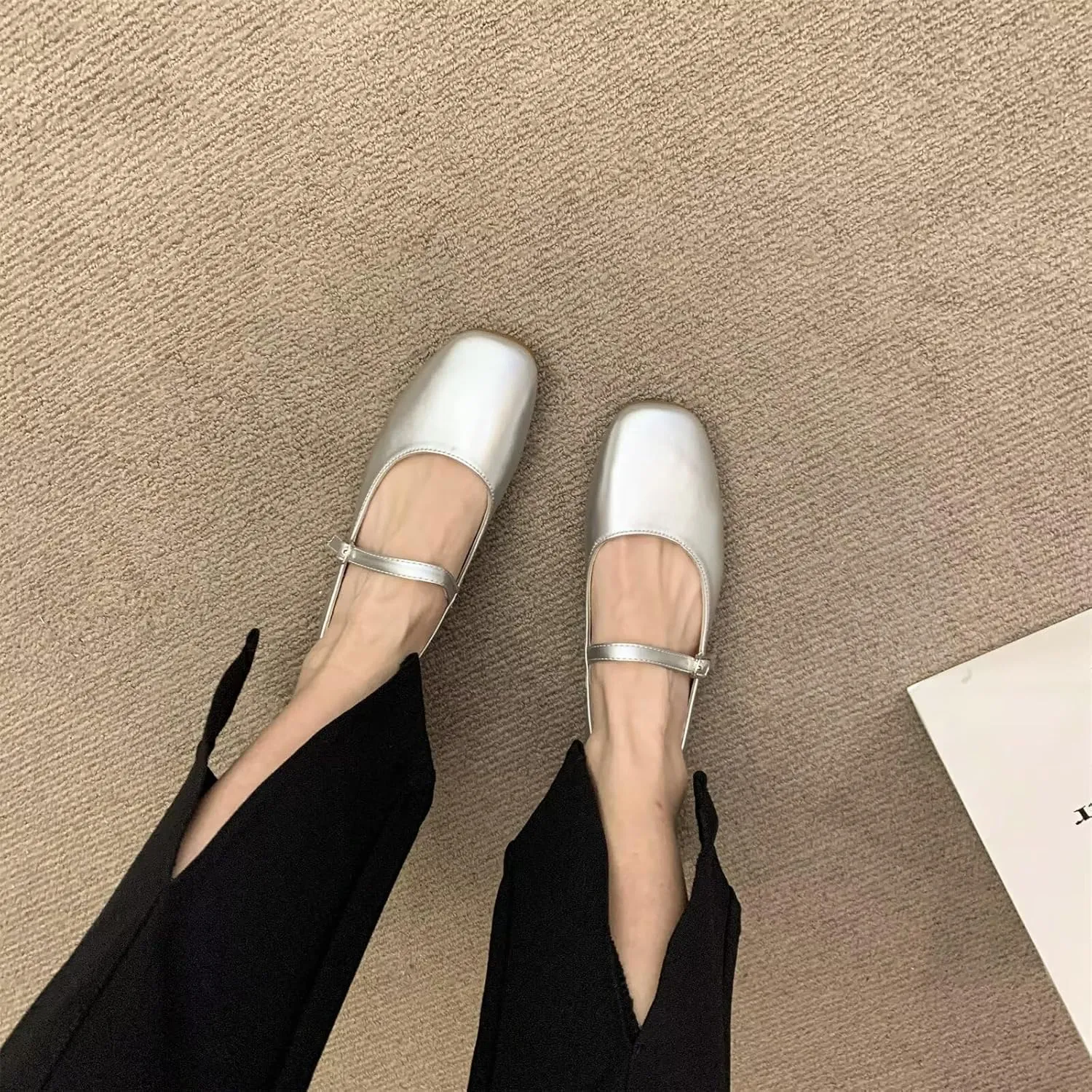 WENJIAZHIZHI Women's Round Toe Mary Janes Cute Bow Ballet Flats Elegant Low-Heel Girls Dress Shoes Wedding Slip-ons