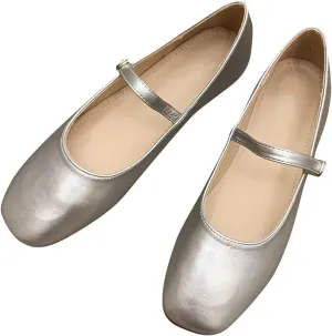 WENJIAZHIZHI Women's Round Toe Mary Janes Cute Bow Ballet Flats Elegant Low-Heel Girls Dress Shoes Wedding Slip-ons