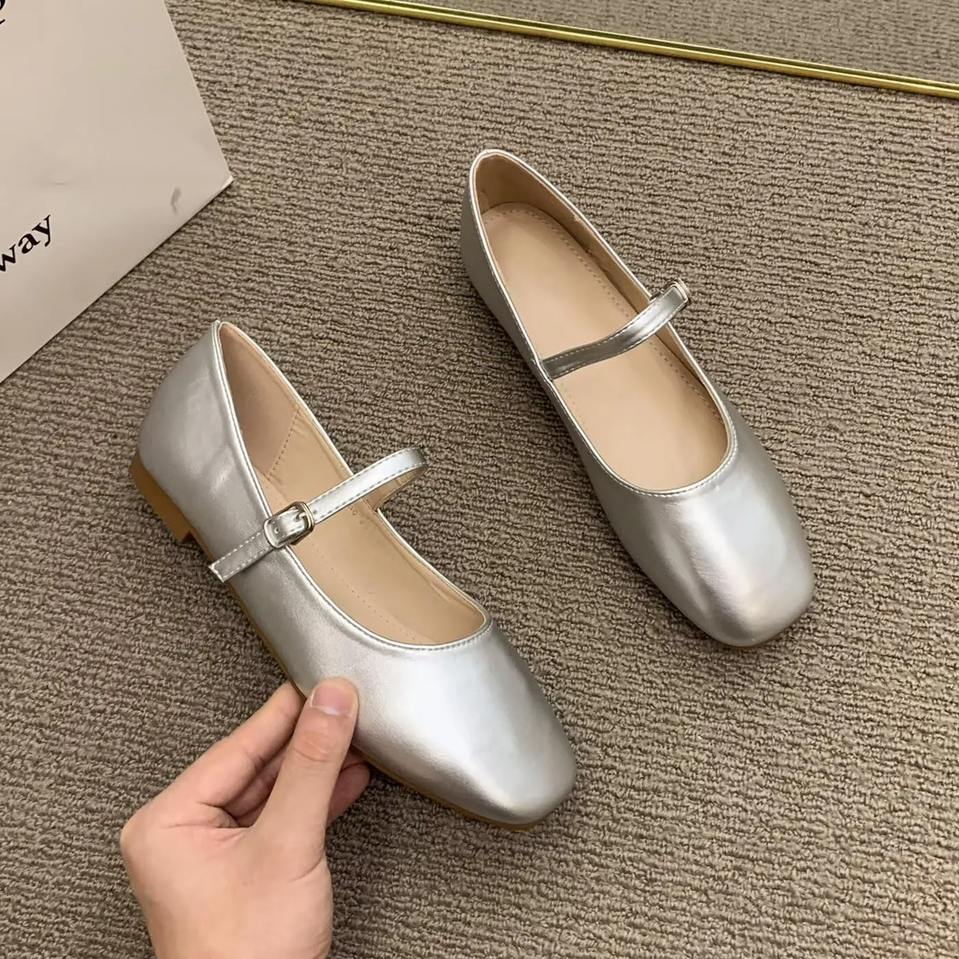 WENJIAZHIZHI Women's Round Toe Mary Janes Cute Bow Ballet Flats Elegant Low-Heel Girls Dress Shoes Wedding Slip-ons