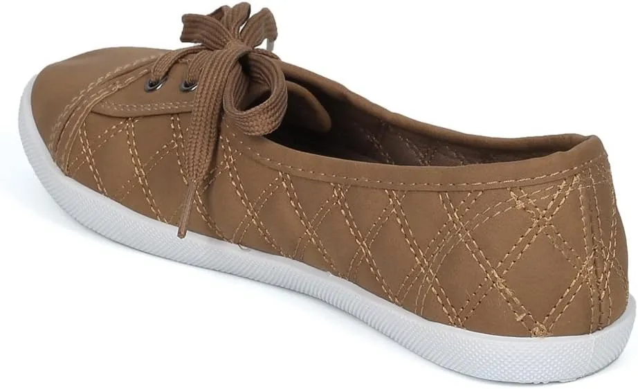 WestCoast Malibu Women's Quilted Lace-up Flat Fashion Sneaker Tennis Shoes