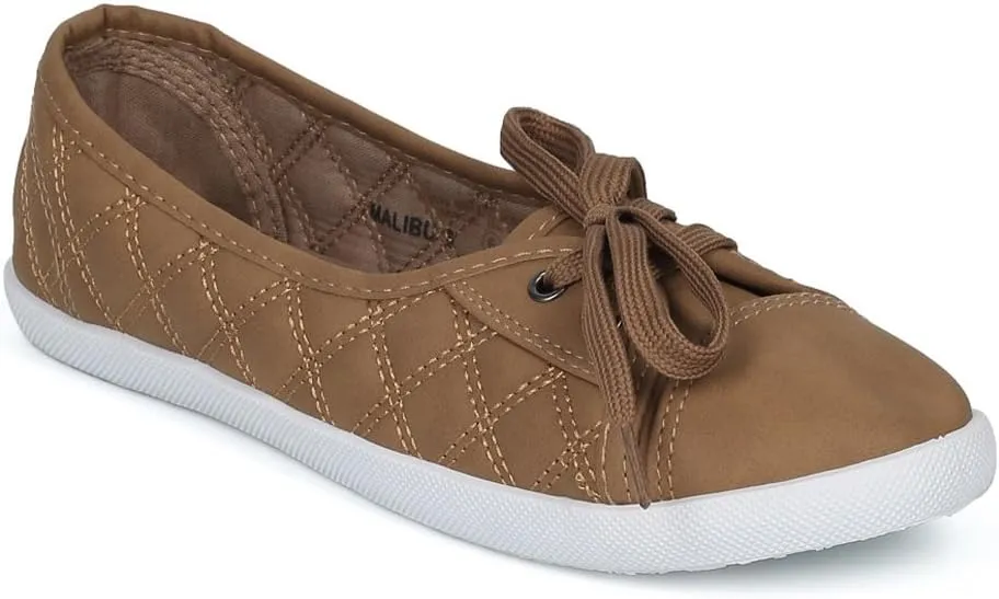 WestCoast Malibu Women's Quilted Lace-up Flat Fashion Sneaker Tennis Shoes