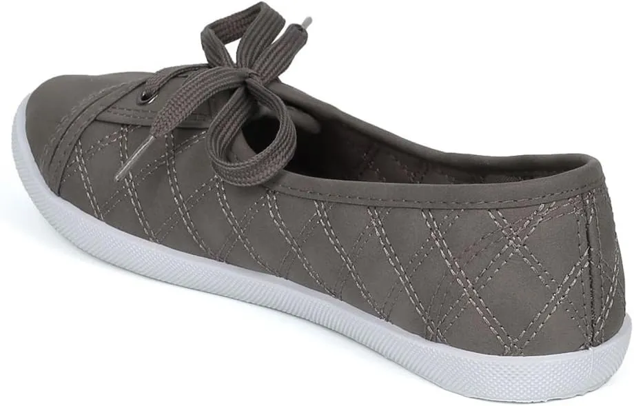 WestCoast Malibu Women's Quilted Lace-up Flat Fashion Sneaker Tennis Shoes