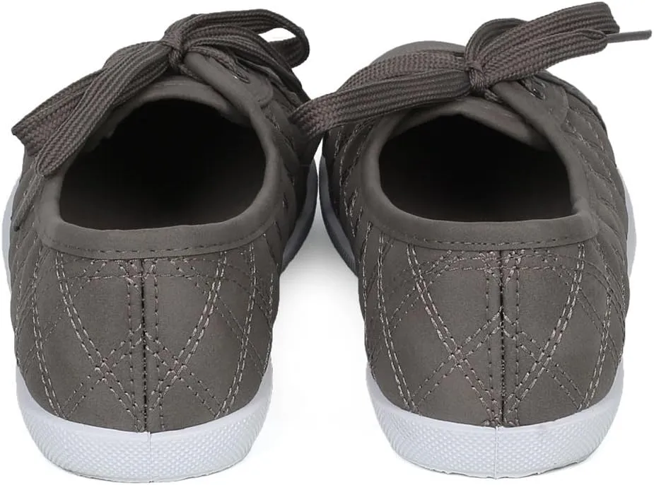 WestCoast Malibu Women's Quilted Lace-up Flat Fashion Sneaker Tennis Shoes