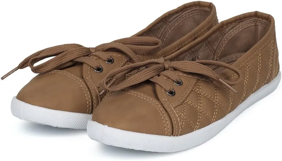 WestCoast Malibu Women's Quilted Lace-up Flat Fashion Sneaker Tennis Shoes