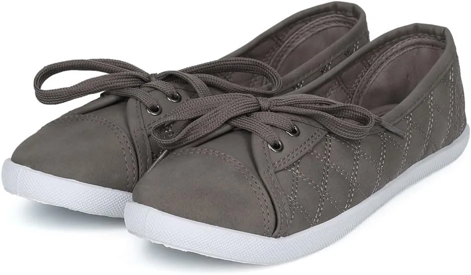 WestCoast Malibu Women's Quilted Lace-up Flat Fashion Sneaker Tennis Shoes