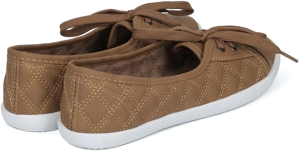 WestCoast Malibu Women's Quilted Lace-up Flat Fashion Sneaker Tennis Shoes