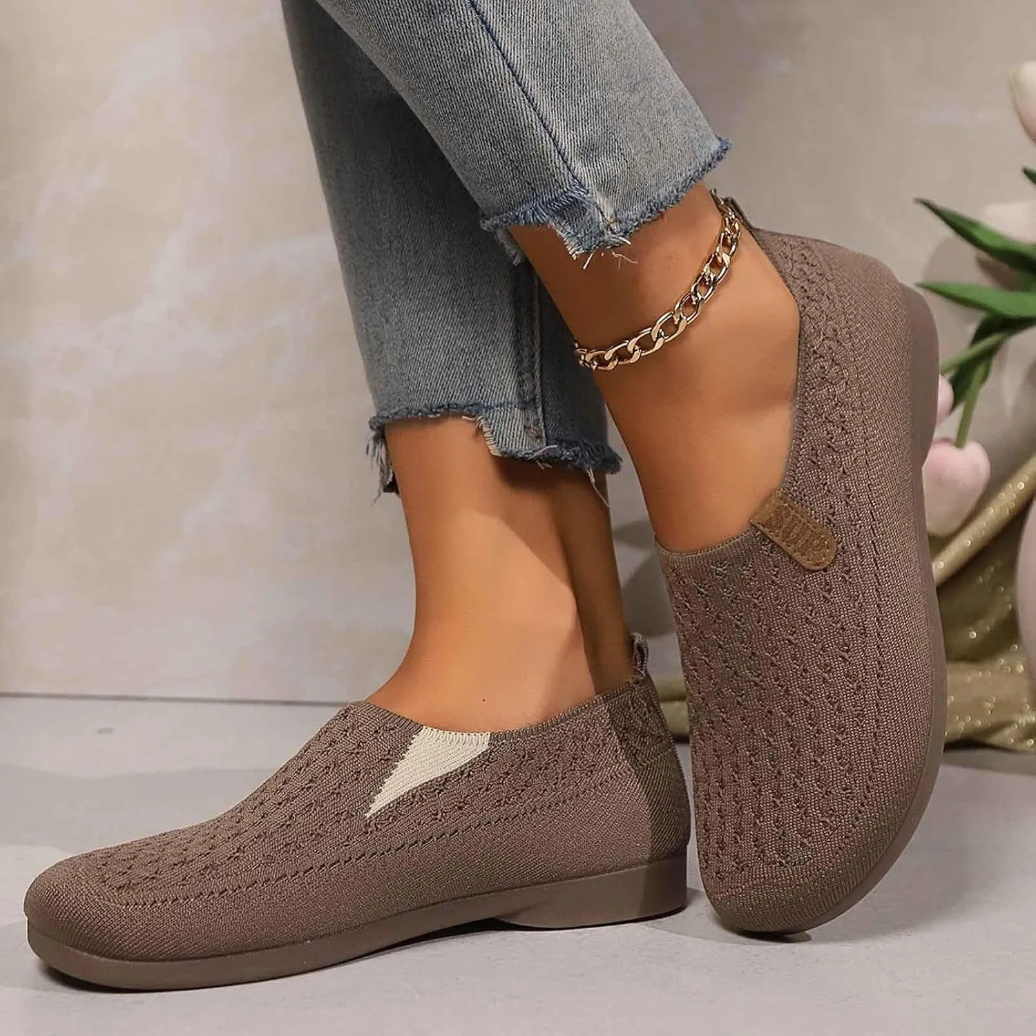 Women Flat Shoes Ballet Style Comfortable Slip On Shoe for Travel Casual Outings, Non-Slip Rubber Sole Classic Flat Ballet Shoes for Women