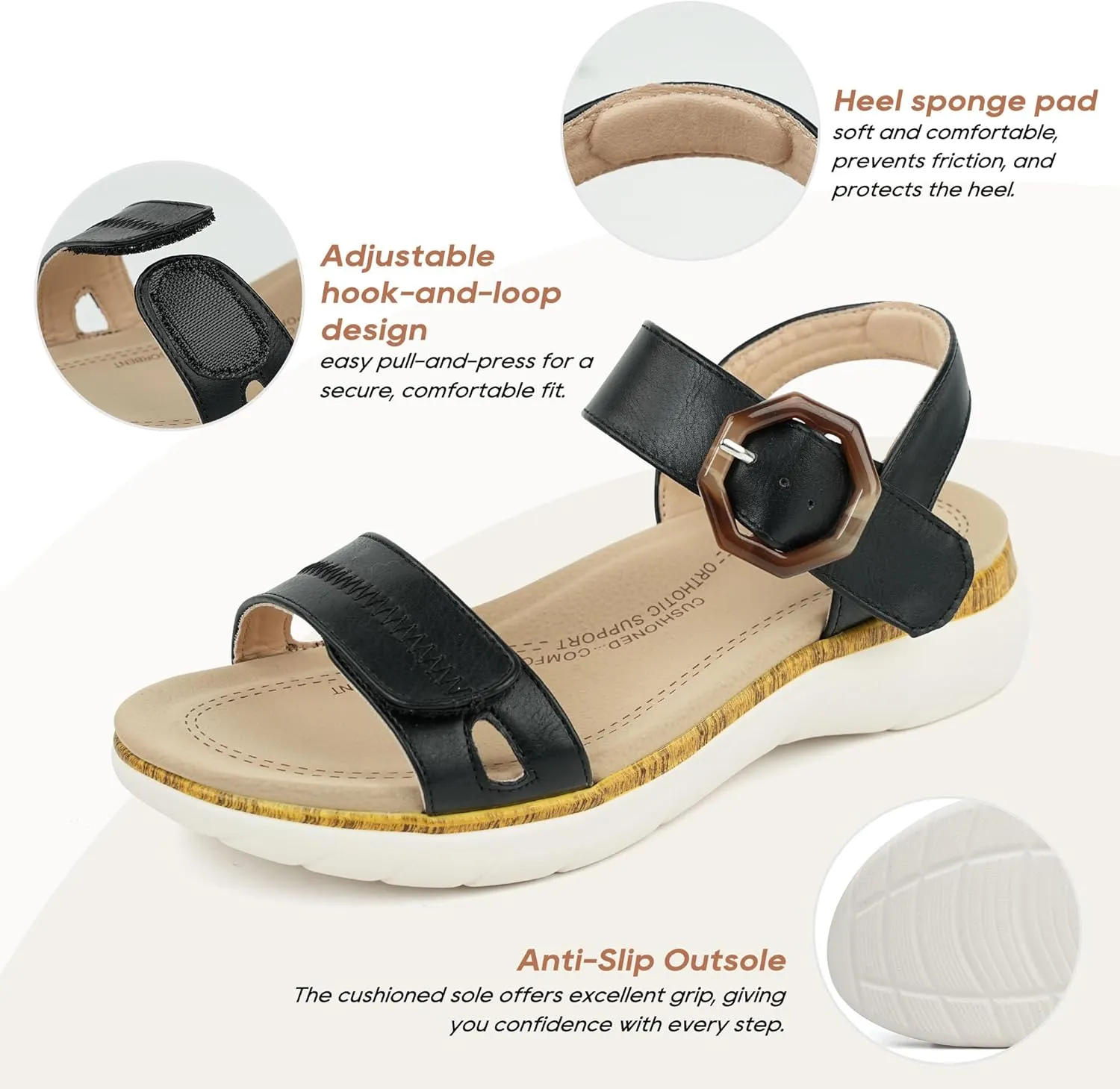 Women Orthotic Arch Support Sandals Comfortable Walking Sandals