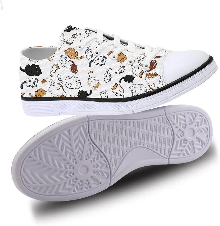 Women's 2019 Spring Animal Print Cat Sneakers, Ladies Low Top Cute Dog Print Shoes