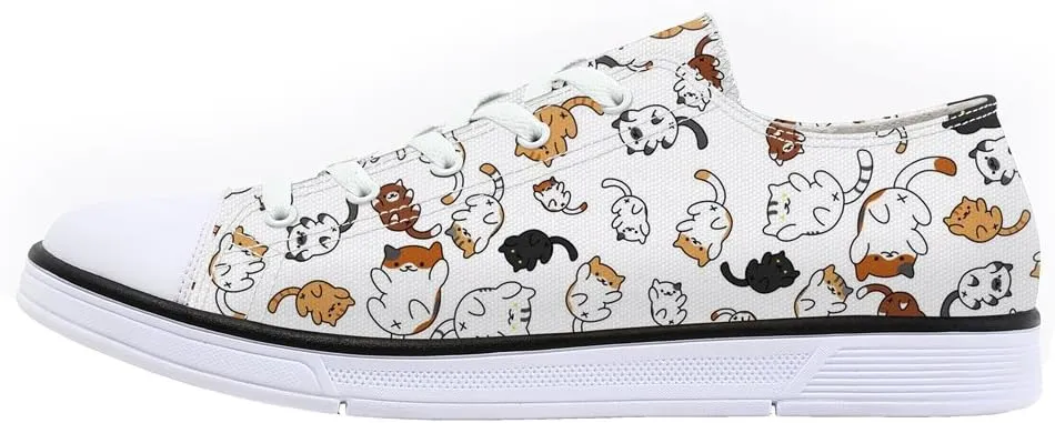 Women's 2019 Spring Animal Print Cat Sneakers, Ladies Low Top Cute Dog Print Shoes