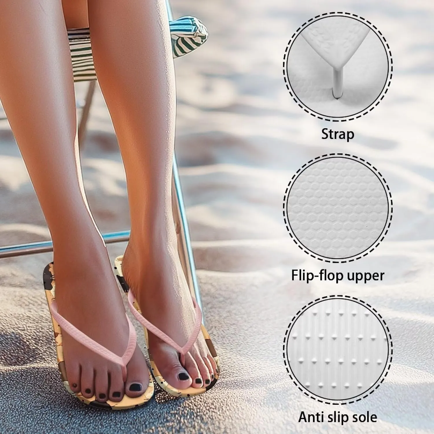 Women's Arch Support Flip Flops Comfortable Casual Summer Beach Thong Sandals Fashion Beach Slippers Size US 5.5-9.5