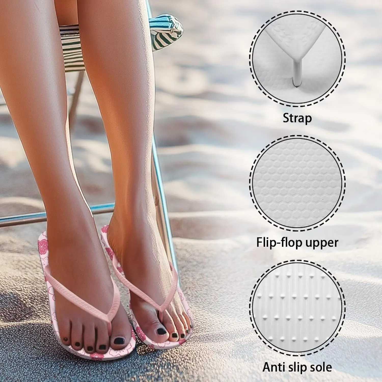 Women's Arch Support Flip Flops Comfortable Casual Summer Beach Thong Sandals Fashion Beach Slippers Size US 5.5-9.5