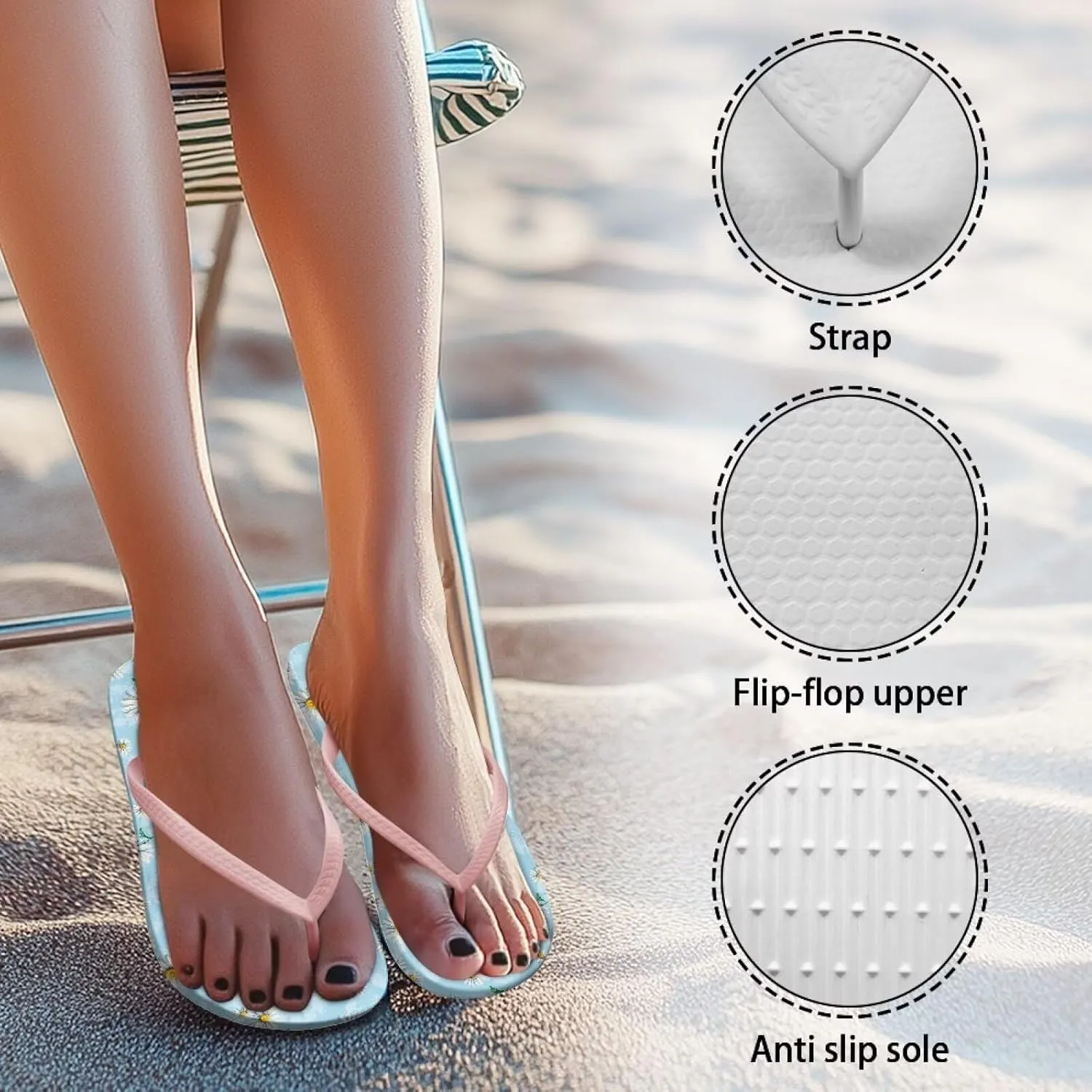 Women's Arch Support Flip Flops Comfortable Casual Summer Beach Thong Sandals Fashion Beach Slippers Size US 5.5-9.5