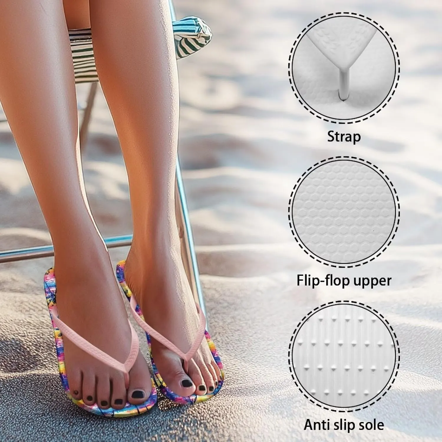 Women's Arch Support Flip Flops Comfortable Casual Summer Beach Thong Sandals Fashion Beach Slippers Size US 5.5-9.5