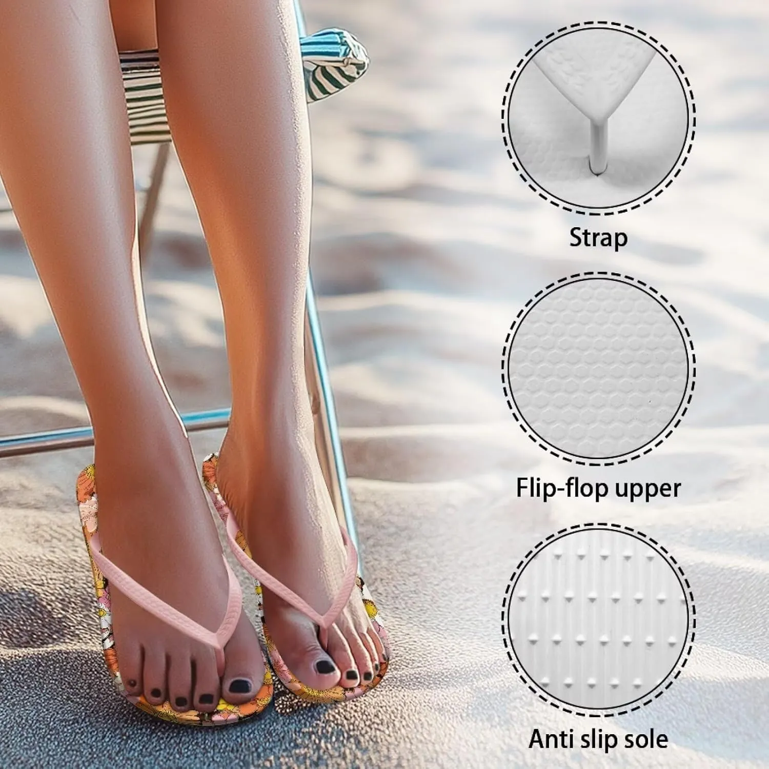 Women's Arch Support Flip Flops Comfortable Casual Summer Beach Thong Sandals Fashion Beach Slippers Size US 5.5-9.5