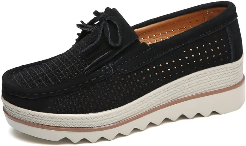 Women's Artificial Leather Casual Comfortable Soft Loafer Retro Ladies Comfort Slip-On Fashion Boat Shoes Classic Flat Block for Running Travel Work Street Wedding Party Night Club