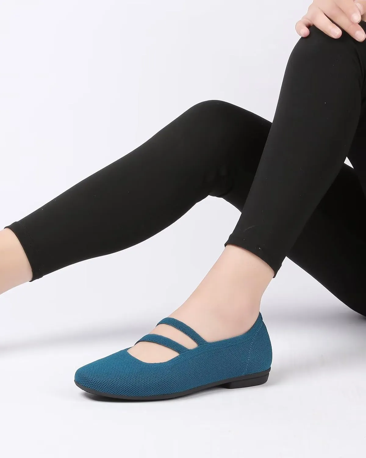 Women’s Ballet Flats Knit Mary Jane Flat Comfort Walking Slip-on Dressy Work Driving Shoes with Straps