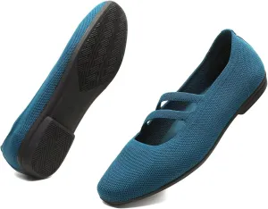 Women’s Ballet Flats Knit Mary Jane Flat Comfort Walking Slip-on Dressy Work Driving Shoes with Straps
